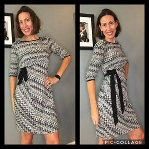 Emma & Michelle B&W Faux Wrap Dress